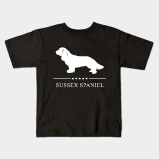 Sussex Spaniel Dog White Silhouette Kids T-Shirt